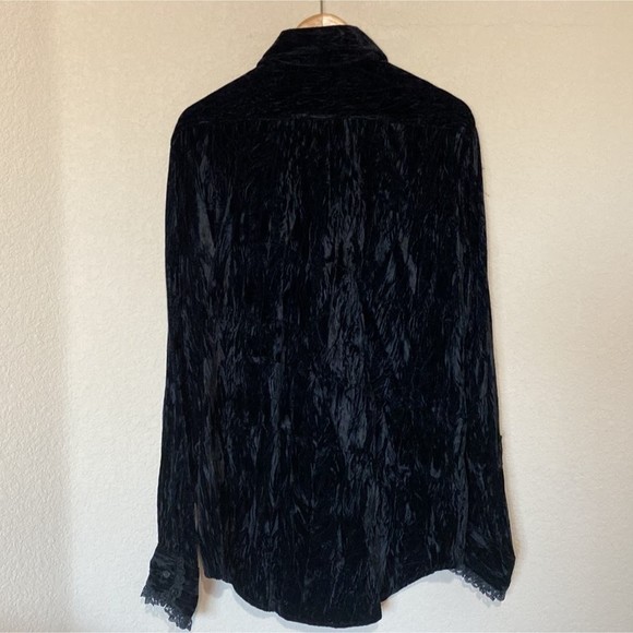 Jeannie Nitro Vintage Velvet Lace Long Sleeve Button Down Shirt L - Picture 2 of 6